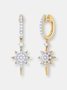 Twinkle Star Diamond Hoop Earrings in 14K Yellow Gold Vermeil on Sterling Silver