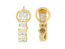 Load image into Gallery viewer, 14K Yellow Gold Round and Baguette-cut Diamond Earrings
