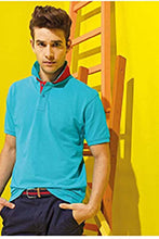 Load image into Gallery viewer, Asquith &amp; Fox Mens Classic Fit Contrast Polo Shirt (Turquoise/ Red)