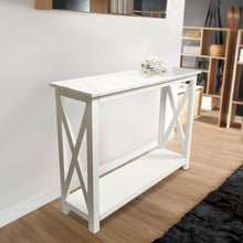 Load image into Gallery viewer, Agatha 39&quot; Rectangular Italian Carrara White Marble Console Table With White Color Solid Wood