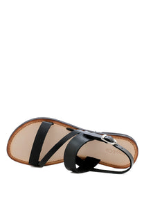 Mona Black Flat Sandal with Ankle Strap