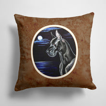Load image into Gallery viewer, 14 in x 14 in Outdoor Throw PillowBlack Great Dane in the Moonlight  Fabric Decorative Pillow
