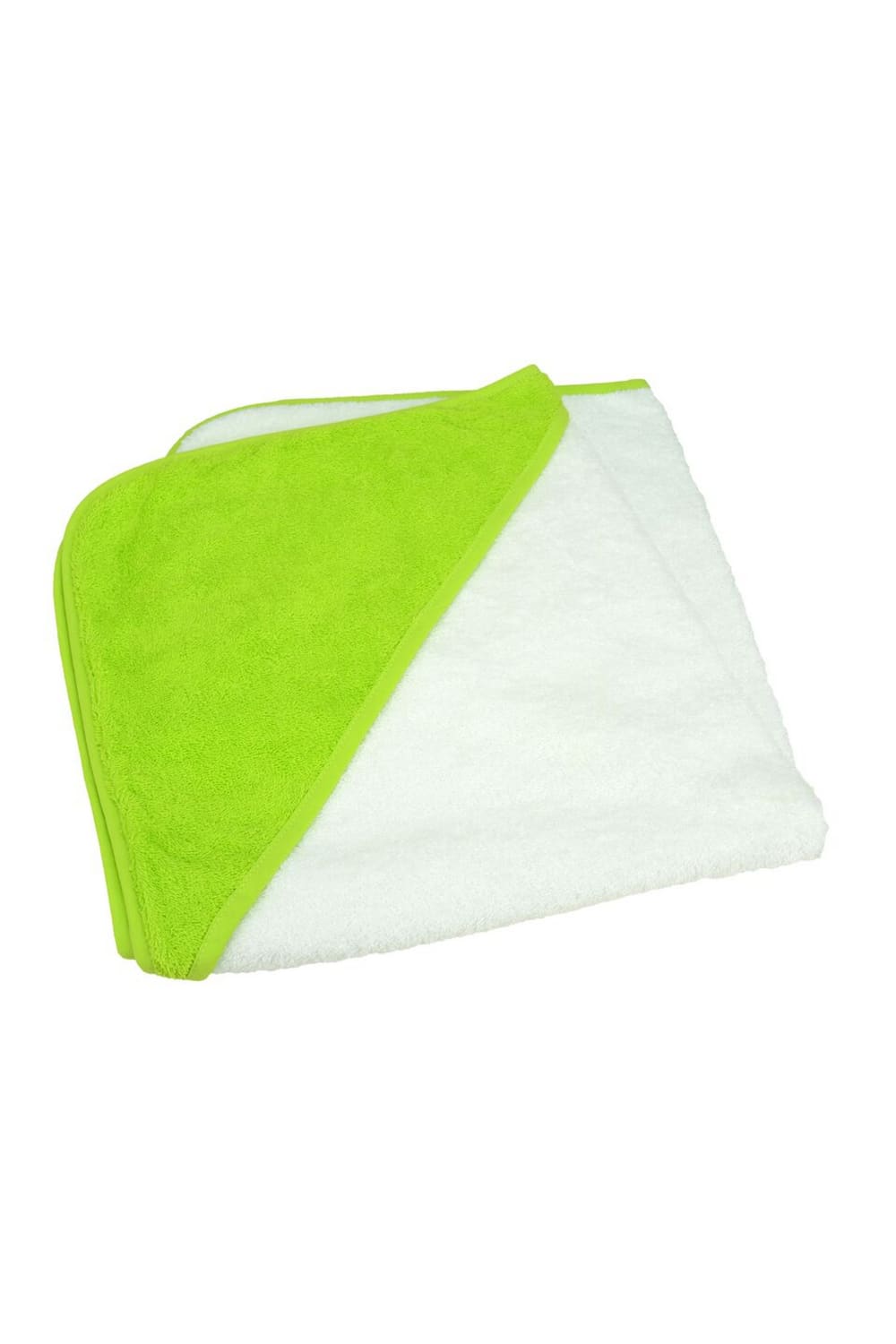A&R Towels Baby/Toddler Babiezz Medium Hooded Towel (White/Lime Green) (One Size)