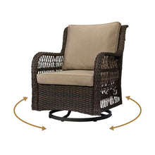 Load image into Gallery viewer, 3-Piece Outdoor Black Wicker Outdoor Bistro Set With Beige Cushions And Armored Glass Top Side Table