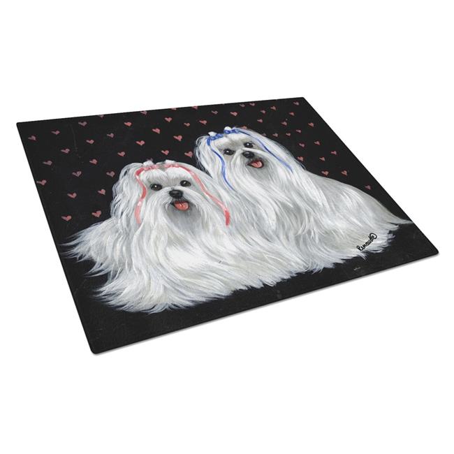 PPP3263LCB Maltese Sweethearts Glass Cutting Board - Large