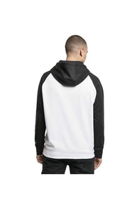 Build Your Brand Mens Basic Raglan Hoodie (White/Black)