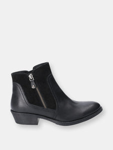 Womens/Ladies Leather Isla Zip Up Ankle Boot - Black