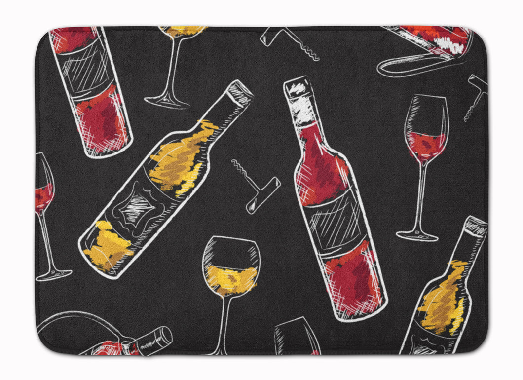 19 in x 27 in Red and White Wine on Black Machine Washable Memory Foam Mat