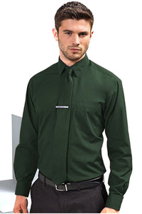 Premier Mens Long Sleeve Formal Plain Work Poplin Shirt (Bottle)
