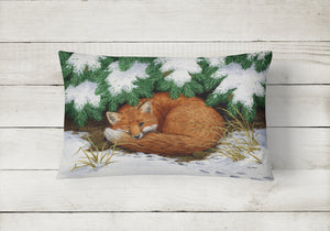 12 in x 16 in  Outdoor Throw Pillow Naptime Fox Canvas Fabric Decorative Pillow