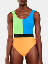 Load image into Gallery viewer, Neon Color Block Swimsuit