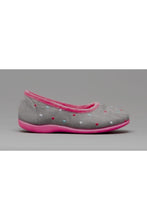 Load image into Gallery viewer, Womens/Ladies Isla Dotted Ballerina Memory Foam Slippers (Grey/Fuchsia)
