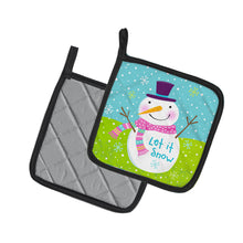 Load image into Gallery viewer, Christmas Snowman Let it Snow Pair of Pot Holders