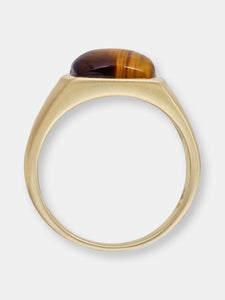 Chatoyant Red Tiger Eye Quartz Stone Signet Ring in 14K Yellow Gold Plated Sterling Silver