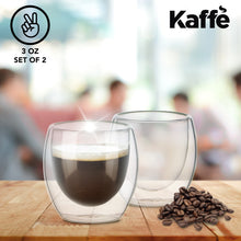 Load image into Gallery viewer, Kaffe 3oz Small Espresso Cups. Double-Wall Borosilicate Glass Coffee Cups. Set of 2 (Two)