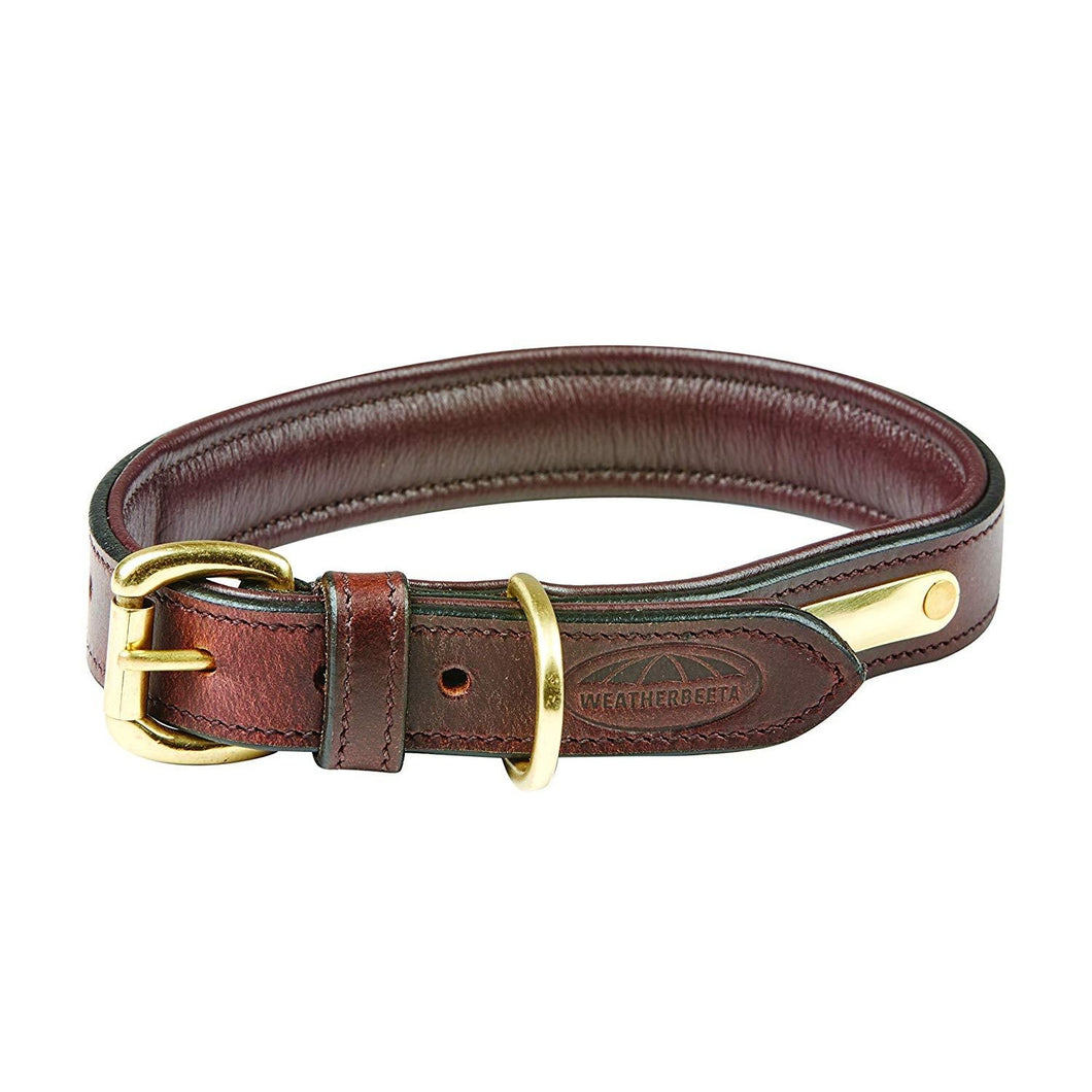 Weatherbeeta Padded Leather Dog Collar (Brown) (S)