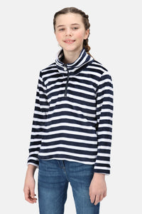 Childrens/Kids Kamailie Stripe Half Zip Fleece Top - Navy