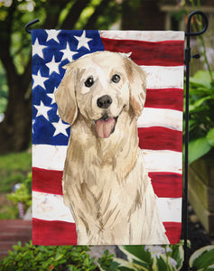 11 x 15 1/2 in. Polyester Patriotic USA Golden Retriever Garden Flag 2-Sided 2-Ply