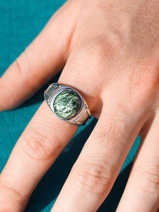 Seraphinite Iconic Stone Signet Ring in Sterling Silver