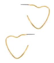 Load image into Gallery viewer, Polished Gold Heart Earring