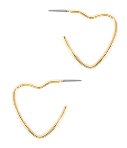 Polished Gold Heart Earring