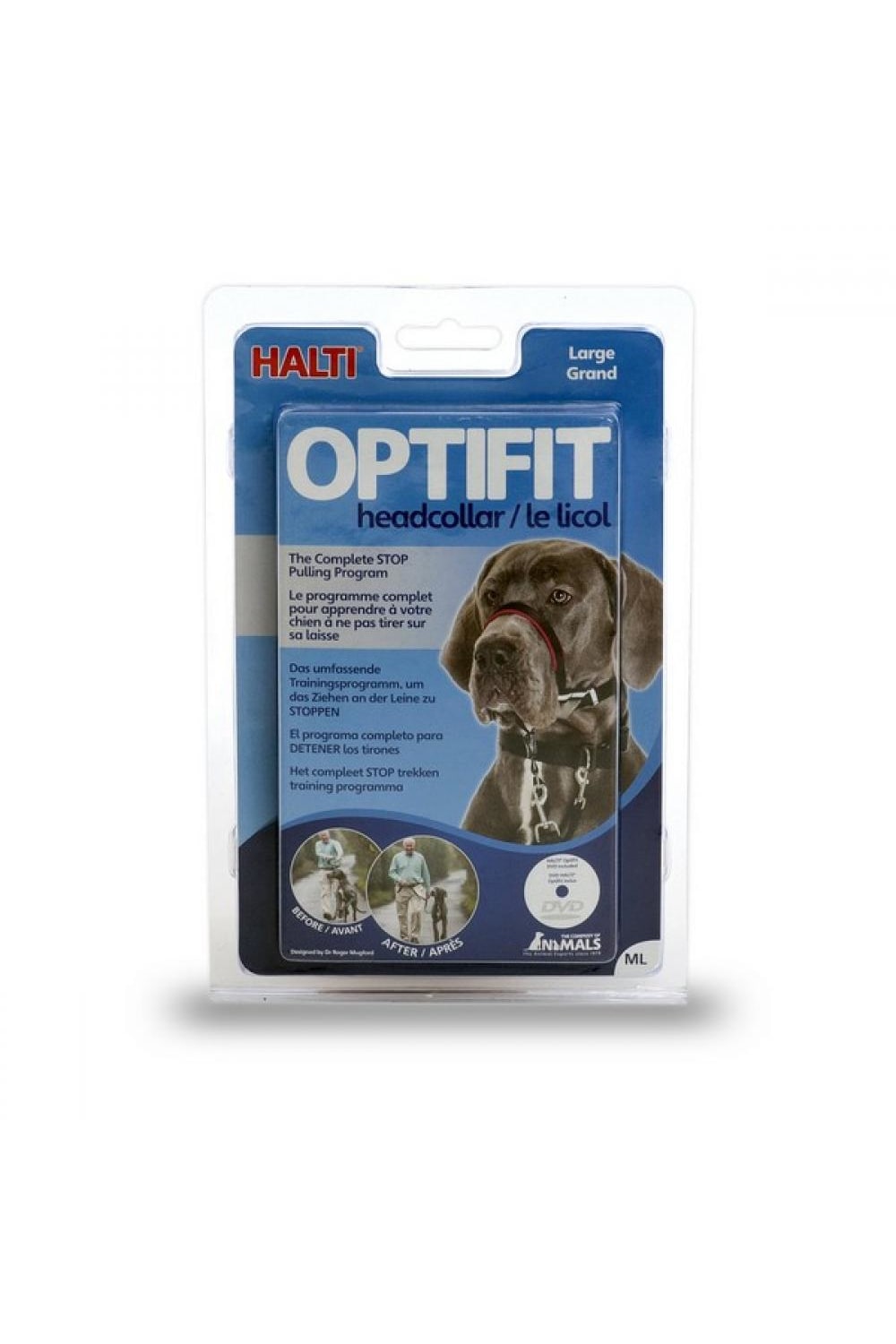 Company Of Animals Halti Optifit Dog Headcollar With Training DVD And Guide (Black) (S)