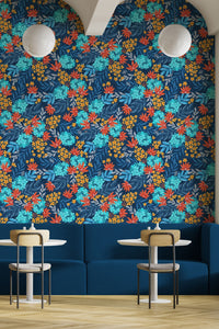 Eco-Friendly Bright Maximalist Floral Wallpaper