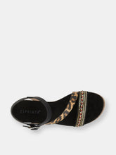 Load image into Gallery viewer, Womens/Ladies Cinzia High Wedge Sandals (Black/Leopard Print)