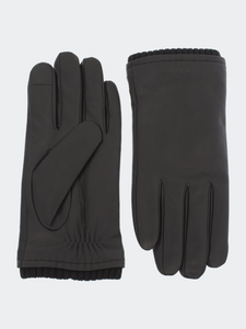 Mens Leather Glove With Cuff - Black