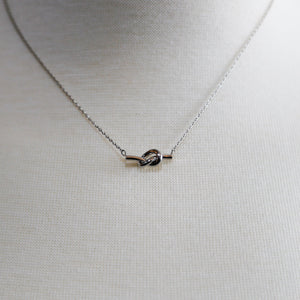 Silver Heart-Shaped Knot Necklace