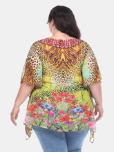 Load image into Gallery viewer, Plus Size Animal Print Caftan with Tie-up Neckline