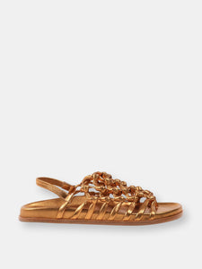 Knotted Sandal on Footbed Gold Nappa