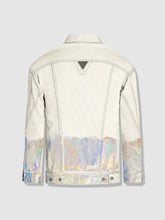 Load image into Gallery viewer, Longer Off-White Denim Jacket with Holographic Foil