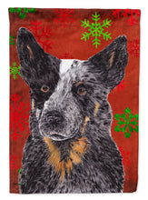 Load image into Gallery viewer, 11 x 15 1/2 in. Polyester Australian Cattle Dog Red Green Snowflakes Christmas Garden Flag 2-Sided 2-Ply
