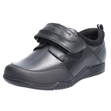 Load image into Gallery viewer, Hush Puppies Boys Noah Senior Touch Fastening Leather School Shoe (Black)