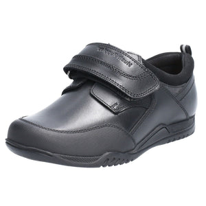 Hush Puppies Boys Noah Senior Touch Fastening Leather School Shoe (Black)