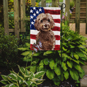 11 x 15 1/2 in. Polyester Brown Cockapoo Patriotic Garden Flag 2-Sided 2-Ply