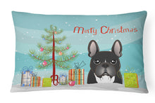 Load image into Gallery viewer, 12 in x 16 in  Outdoor Throw Pillow Christmas Tree and French Bulldog Canvas Fabric Decorative Pillow