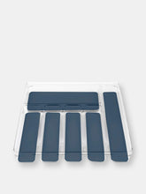 Load image into Gallery viewer, Michael Graves Design Large 6 Compartment Rubber Lined Plastic Cutlery Tray, Indigo