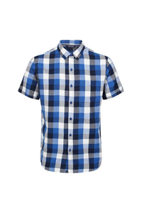 Regatta Mens Ryker Checked Short-Sleeved Shirt (Lapis Blue)