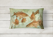 Load image into Gallery viewer, 12 in x 16 in  Outdoor Throw Pillow Red Fish Swim Canvas Fabric Decorative Pillow