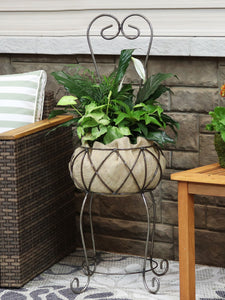 Indoor/Outdoor Metal Scrolling Large Chair Planter Stand