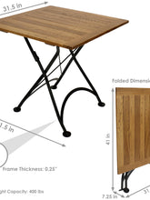 Load image into Gallery viewer, Sunnydaze 31.5 in European Chestnut Wood Folding Square Patio Bistro Table
