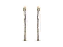 Load image into Gallery viewer, 10K Yellow Gold 1/2 Cttw Prong Set Round-Cut Diamond Modern Hoop Earrings