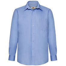 Load image into Gallery viewer, Fruit Of The Loom Mens Long Sleeve Poplin Shirt (Mid Blue)