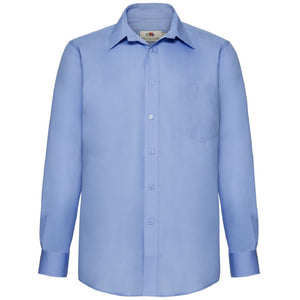 Fruit Of The Loom Mens Long Sleeve Poplin Shirt (Mid Blue)