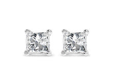 Load image into Gallery viewer, 14K White Gold 1.00 Cttw Princess-Cut Square Near Colorless Diamond Classic 4-Prong Solitaire Stud Earrings