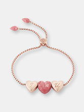 Load image into Gallery viewer, Luv Me Thulite Bolo Adjustable I Love You Heart Bracelet in 14K Rose Gold Plated Sterling Silver