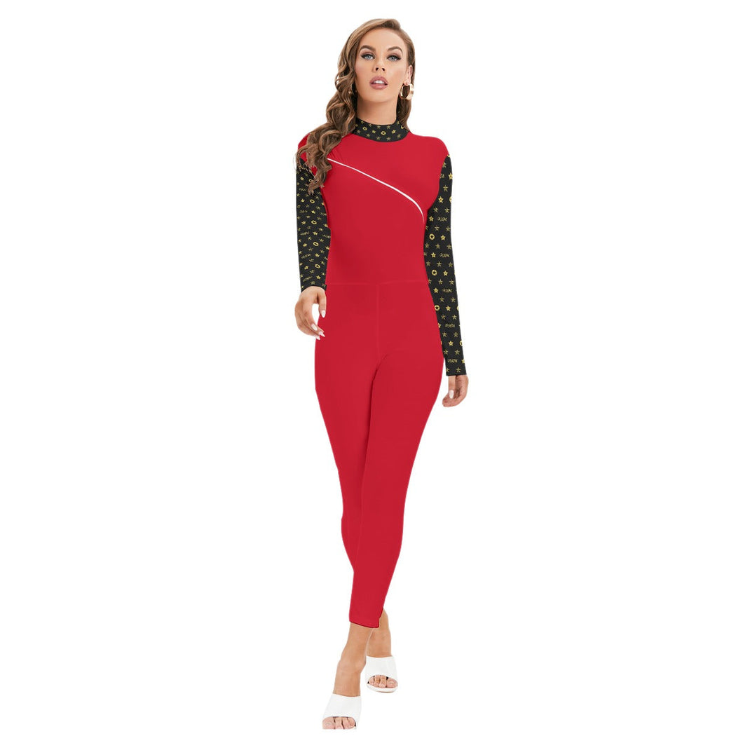 XLG  Women's Long-sleeved High-Neck Jumpsuit