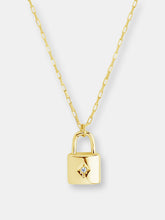 Load image into Gallery viewer, Sterling Silver Simple CZ Lock Necklace